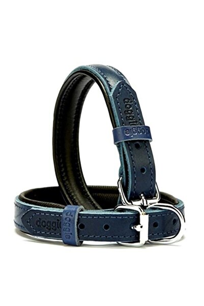 Doggie Fırstclass Köpek Deri Boyun Tasması Medium Mavi 2x35-40 cm