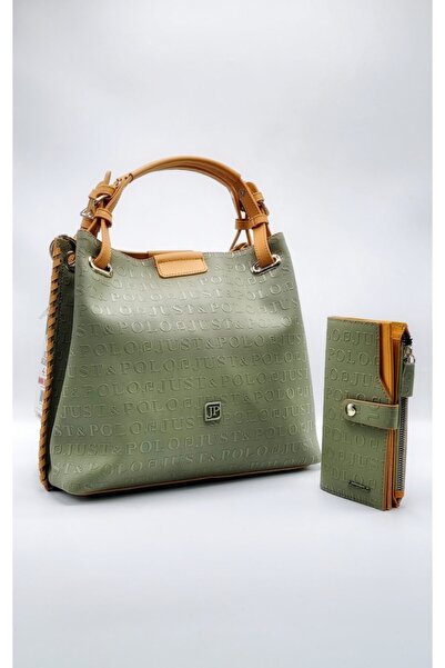 Just Polo Women's Green Bag Wallet Set with Adjustable Long Strap