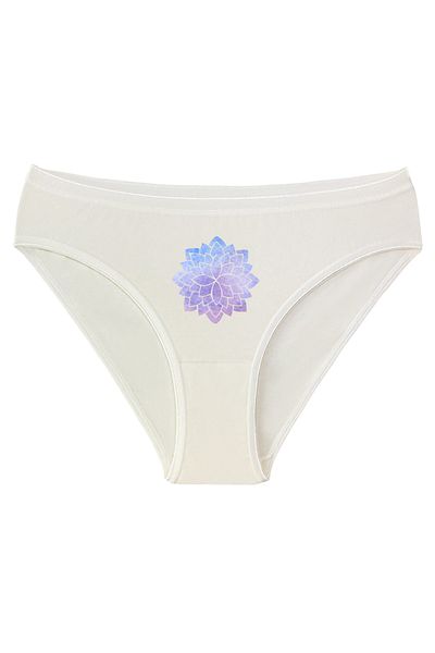 Kio Tasarım Chiloți yoga Floare de lotus Imprimat în față Femei Bumbac Ecru Kilot Johns Cadou de Ziua Îndrăgostiților