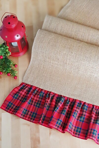 Viemso Jute Runner Plaid Ruffles 230cm