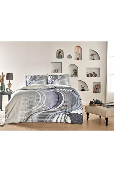 Taç Çift Kişilik Saten Nevresim Takımı Marino Mavi Emh