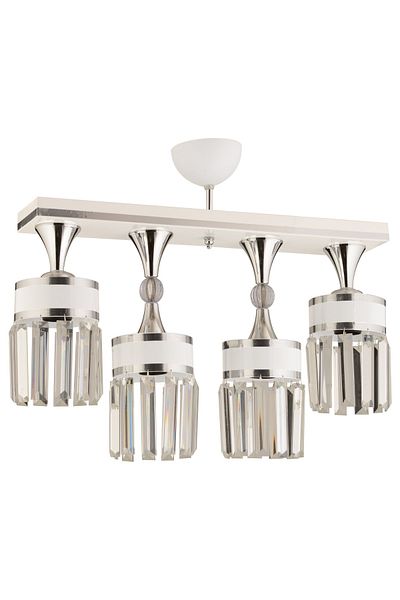 KUZEY AYDINLATMA Deep 4-Piece Crystal Stone Caka White Chrome Gilded Modern Chandelier