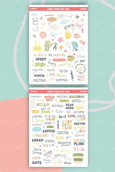 TUGİBU Sticker Weekly Planner Planner Label Set, Agenda, Notebook, 500 Pieces
