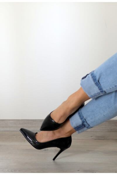 Ayakkabı Podyumum "stiletto" Siyah Rugan - Orta Boy Ince Topuk Kadın Ayakkabısı