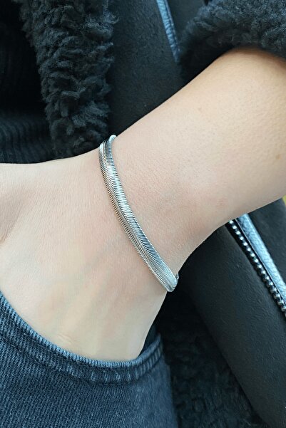 Ressia Kadın Gümüş Kaplama Italyan Yassı Bileklik