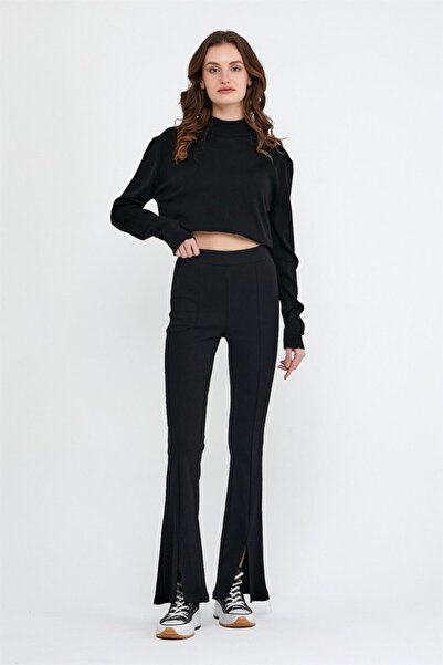 ESPİNA Colanți cu fante pentru damă, negru