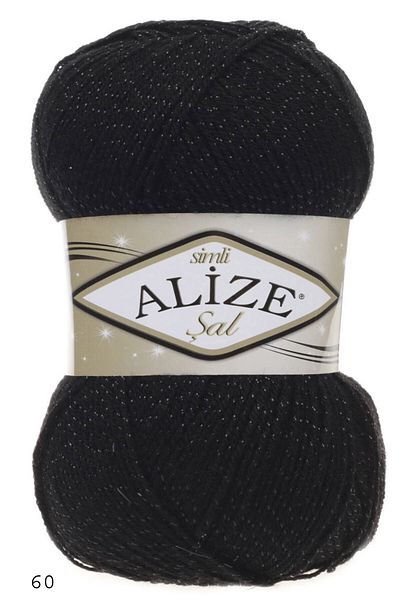 Alize No. 60 Black Shawl Glitter - Hand Knitted Lanyard
