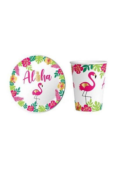 party mix Flamingo Plate Cup |   Flamingo Birthday Concept |   Flamingo Figured Plate and Glass Set