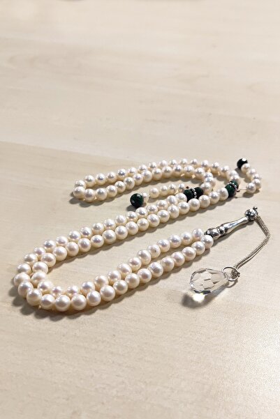 Reis 3. Selim Model Hakiki Inci Kök Zümrüt Ve 925 Ayar Gümüş Imameli Tesbih