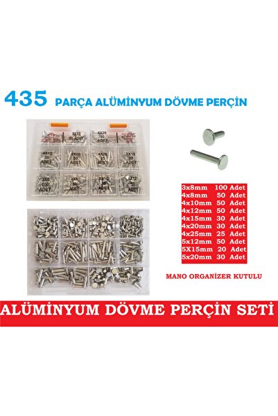 CEKSAN Alüminyum Dövme-ezme Perçin Seti 435 Parça -farklı Ölçülerde Set