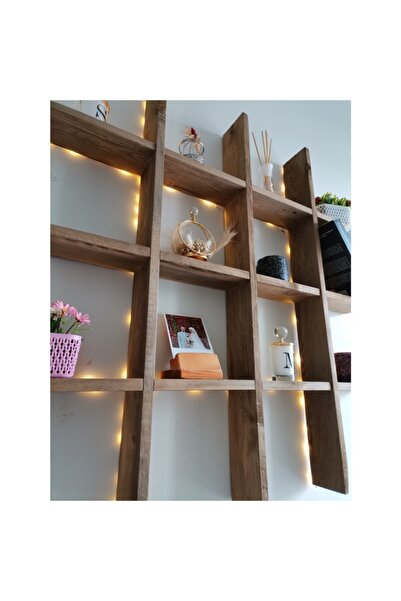 Doğal Life Ahşap Dekoratif Çoklu Duvar Rafı Kitaplık
