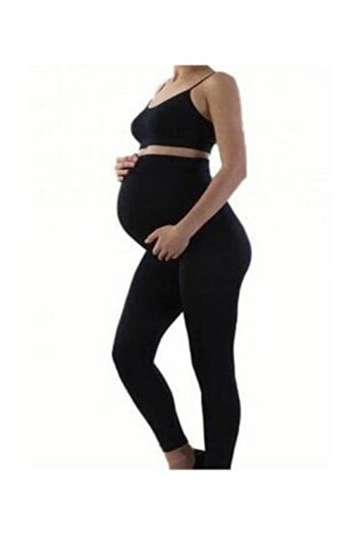 Momslab Women's Black Long Combed Cotton Maternity Leggings