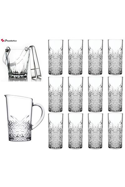 Paşabahçe Timeless Glass Jug Ice Bucket Tongs Set