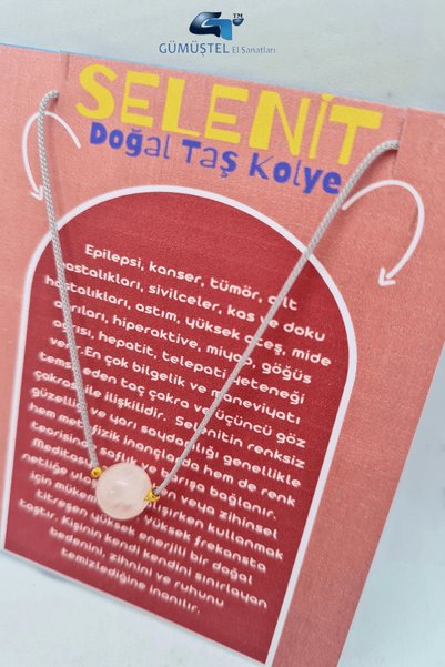 GÜMÜŞTEL EL SANATLARI Certified Selenite Stone Necklace Adjustable Original Natural Stone Multifunctional Necklace