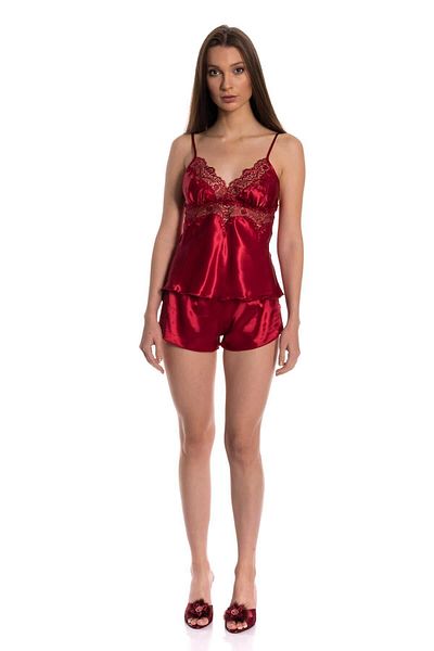 Espuar Women's Burgundy Six-Piece Satin Lace Low-Cut Nightgown Dressing Gown Dowry Set