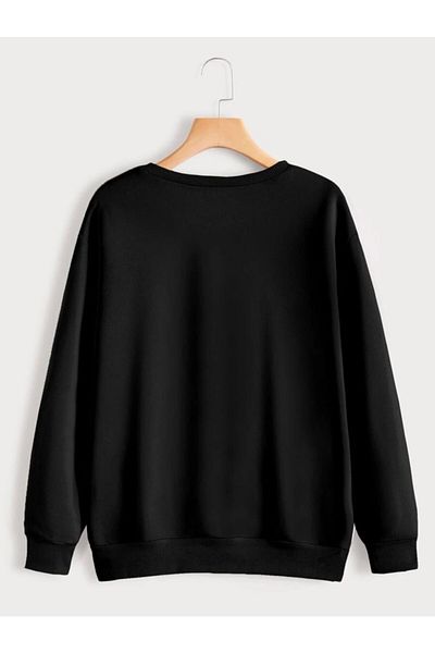 Deocept Hanorac oversize unisex, negru, roz, imprimat cu fluturi