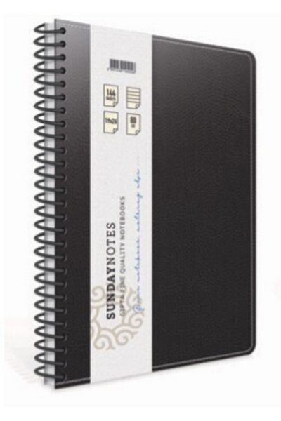 Gıpta Sunday Notes Black Spiral Hard Leather Cover 140 Sheets 17x24 Checked Notebook