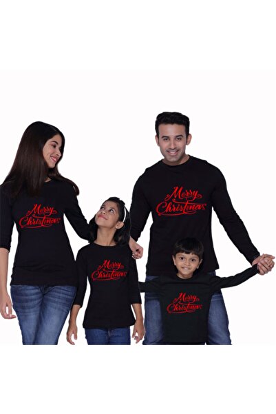 HediyeMania Πρωτοχρονιάτικο οικογενειακό σετ μπλουζών από λεπτό βαμβακερό πολ...