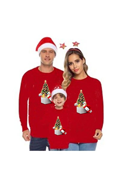 HediyeMania Πρωτοχρονιάτικο οικογενειακό σετ με 3 μπλουζάκια από λεπτό βαμβακ...