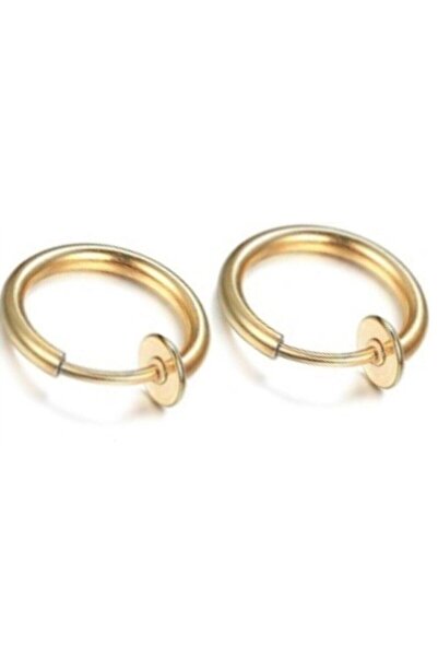 TakıConcept Altın Renk Piercing Çift Küpe Burun Dudak Kulak Sahte Sıkıştırmalı Deliksiz