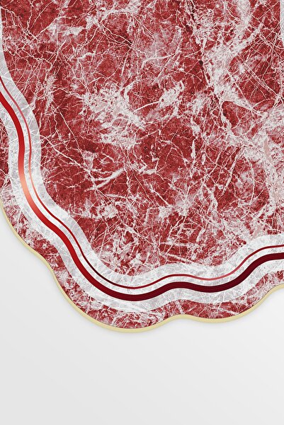 Alanur Home Laser Cut Djt 2 Piece Washable Non-Slip Base Bathroom Mat Toilet Seat Set 203 Figured Red