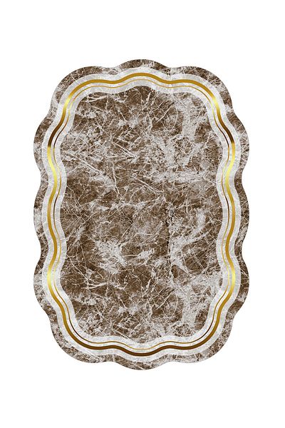 Alanur Home Laser Cut Djt 2 Pack Πλενόμενη αντιολισθητική βάση Χαλάκι μπάνιου Σετ Τουαλέτας 203 Φιγούρα Καφέ