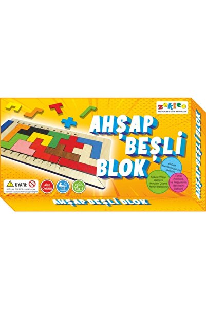 Zekice Ahşap Beşli Blok Akıl Ve Zeka Oyunu