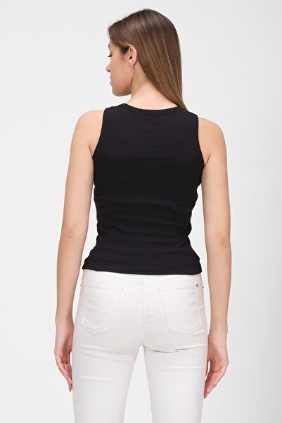 PUNKY CAT Women's Black Sleeveless Blouse