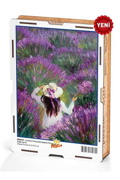 King Of Puzzle Girl with Hat in the Lavender Field Wooden Puzzle 500 Pieces