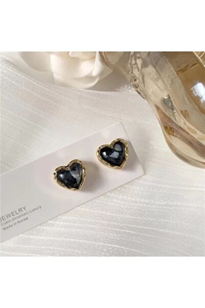 AKCstore Kalbina Siyah Gold Küpe