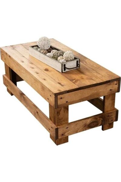 pinoxi Ahşap Rustik Orta Sehpa Ceviz Renk