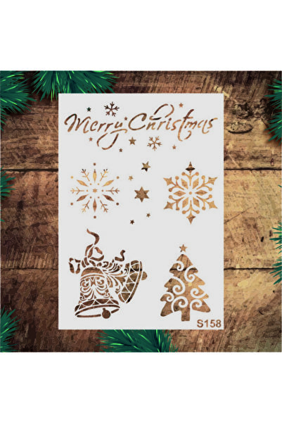 STENCİLTASARIM Stencil Tasarım S158 Yeniyıl Boyama Şablonu - Dekoratif Duvar Ve Eşya Boyama Şablonları