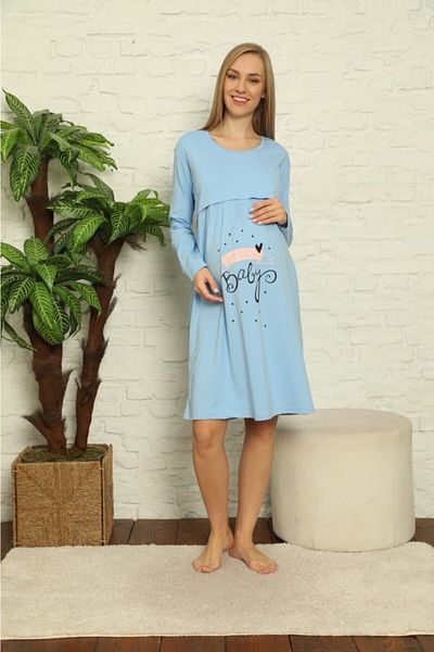 Semm Mix Cămașă de noapte de maternitate Baby Blue