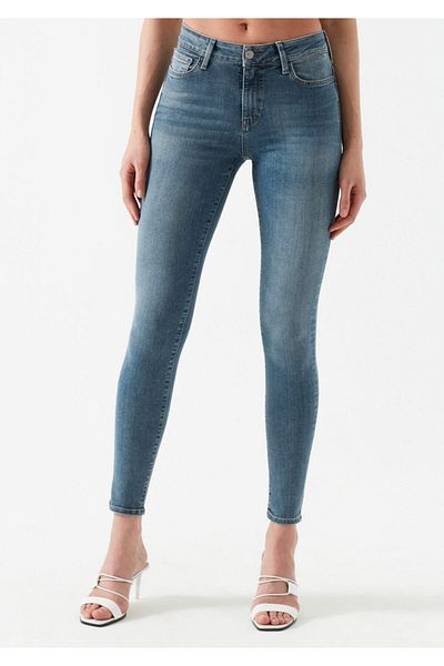 Terranova Dunkelblaue zerrissene Palazzo-Hose aus Jeans mit superhoher Taille (POWER LYCRA)
