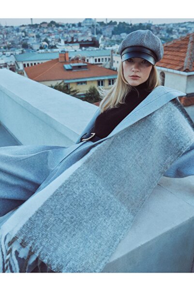 Koton Dlouhý kabát s kapucí na zip ze směsi vlny