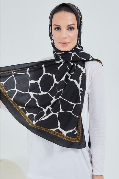 çiğdem eşarp Ları Printed Patterned Mio Jazz Shawl Glass Broken Pattern