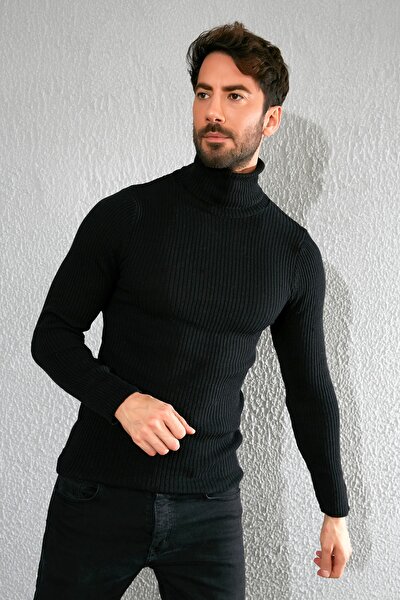 Sateen Men Sweater - Black - Slim fit