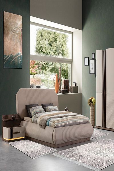 Alanur Home Eko Trend Djt Πλενόμενη Αντιολισθητική Βάση 3 τεμαχίων Υπνοδωμάτιο 743 Μοντέρνα Πούδρα