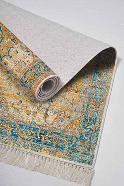 Alanur Home Eco Trend Djt 3-Piece Washable Non-Slip Base Bathroom Mat Set P1356 Vintage Turquoise