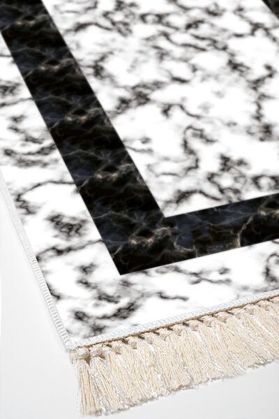 Alanur Home Eco Trend Djt Washable Non-Slip Base 3-Piece Bedroom Set M12341 Bordered Cream