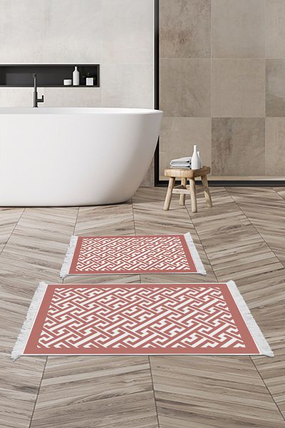 Alanur Home Eko Trend Djt 2 Pack Πλενόμενο Αντιολισθητικό Χαλάκι Μπάνιου 769 Μοντέρνα Πούδρα (60 X 100 - 50 X 60)