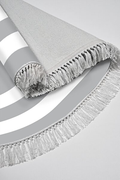 Alanur Home Eko Trend Djt Yıkanabilir Kaymaz Taban Oval 3 Lü Yatak Odası Takımı 2229m Bordürlü Gri Beyaz