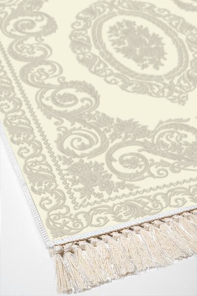 Alanur Home Eco Trend Djt 3-Piece Washable Non-Slip Base Bathroom Mat Set 747 Classic Cream