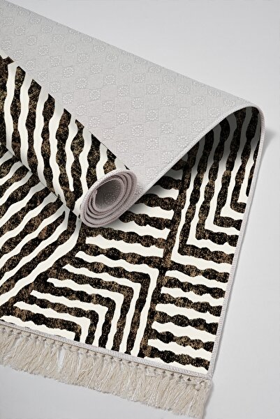 Alanur Home Eko Trend Djt 2 Piece Washable Non-Slip Base Bathroom Mat 713 Modern Brown (60 X 100 - 50 X 60)