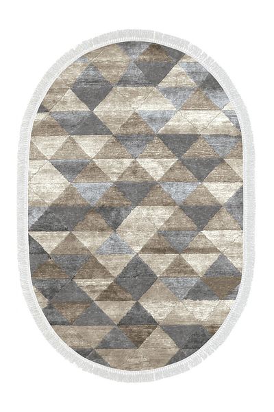 Alanur Home Eko Trend Djt 2 Li Πλενόμενη Βάση Οβάλ Χαλάκι Μπάνιου 661 Nordic Beige (60 X 100 - 50 X 60)