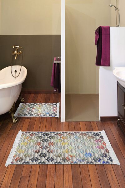 Alanur Home Eko Trend Djt 2 Pack Πλενόμενο Αντιολισθητικό Χαλάκι Μπάνιου 763 Μοντέρνο Χρώμα (50 X 80 - 40 X 50)