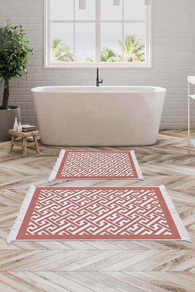 Alanur Home Eko Trend Djt 2 Pack Πλενόμενο Αντιολισθητικό Χαλάκι Μπάνιου 769 Μοντέρνα Πούδρα (50 X 80 - 40 X 50)