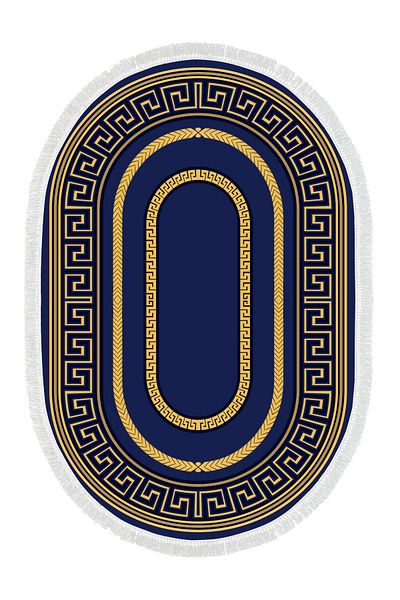Alanur Home Eko Trend Djt 2 Πλενόμενη αντιολισθητική βάση Οβάλ Χαλάκι μπάνιου 651m Μοντέρνο Χρυσό (60 X 100 - 50 X 60)