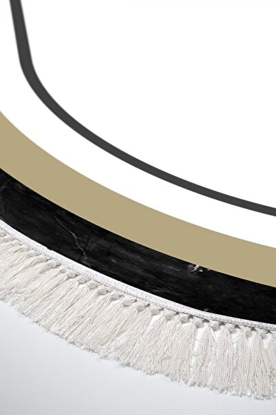 Alanur Home Eko Trend Djt 2 Piece Washable Base Oval Bathroom Mat 673m Bordered Cream (50 X 80 - 40 X 50)