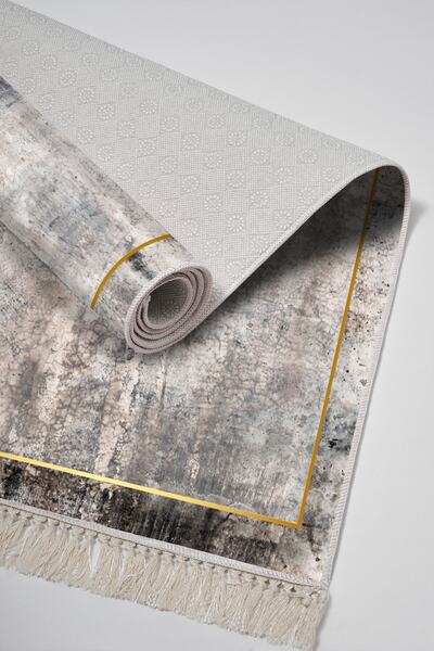 Alanur Home Eko Trend Djt 2 Мийний нековзний килимок для ванної кімнати M12271 Сучасний сірий (60 X 100 - 50 X 60)